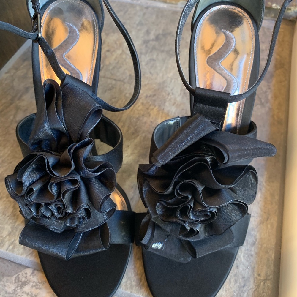 Nina Black Satin Heel